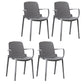 Scandinavian Plastic Dining Arm Chairs Stackable Solid Back Armchairs (Set of 4) Grey Clearhalo ' kitchen&dining_furn' 'Dining Chairs' 'Dining Tables & Seating' 'dining_chair' 'furn' 'furn_dining_chair' 'Furniture' 'furniture_dining_chair' 'Kitchen & Dining Furniture' 'kitchen' 3998512