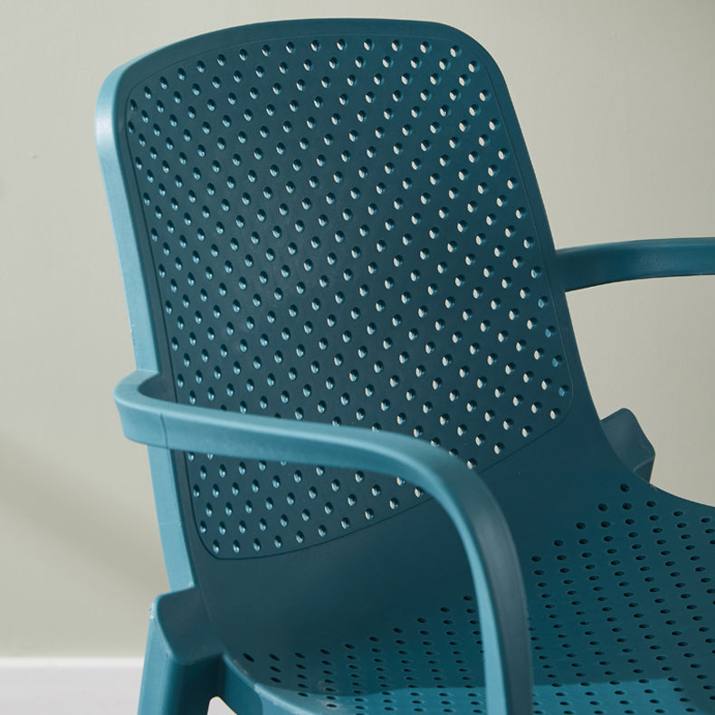 Scandinavian Plastic Dining Arm Chairs Stackable Solid Back Armchairs (Set of 4) Clearhalo ' kitchen&dining_furn' 'Dining Chairs' 'Dining Tables & Seating' 'dining_chair' 'furn' 'furn_dining_chair' 'Furniture' 'furniture_dining_chair' 'Kitchen & Dining Furniture' 'kitchen' 3998520