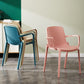 Scandinavian Plastic Dining Arm Chairs Stackable Solid Back Armchairs (Set of 4) Clearhalo ' kitchen&dining_furn' 'Dining Chairs' 'Dining Tables & Seating' 'dining_chair' 'furn' 'furn_dining_chair' 'Furniture' 'furniture_dining_chair' 'Kitchen & Dining Furniture' 'kitchen' 3998524