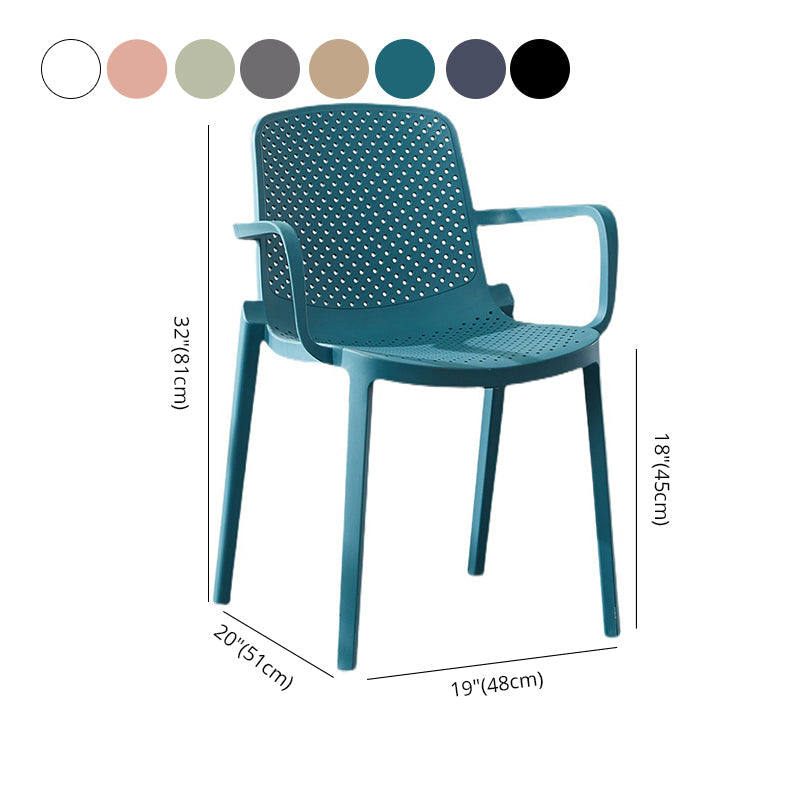 Scandinavian Plastic Dining Arm Chairs Stackable Solid Back Armchairs (Set of 4) Clearhalo ' kitchen&dining_furn' 'Dining Chairs' 'Dining Tables & Seating' 'dining_chair' 'furn' 'furn_dining_chair' 'Furniture' 'furniture_dining_chair' 'Kitchen & Dining Furniture' 'kitchen' 3998527