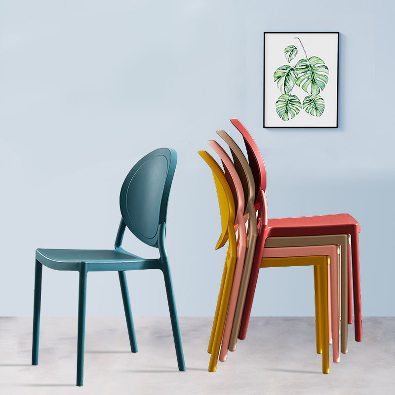 Scandinavian Plastic Armless Dining Chairs Stackable Dining Side Chairs (Set of 4) Clearhalo ' kitchen&dining_furn' 'Dining Chairs' 'Dining Tables & Seating' 'dining_chair' 'furn' 'furn_dining_chair' 'Furniture' 'furniture_dining_chair' 'Kitchen & Dining Furniture' 'kitchen' 3998528