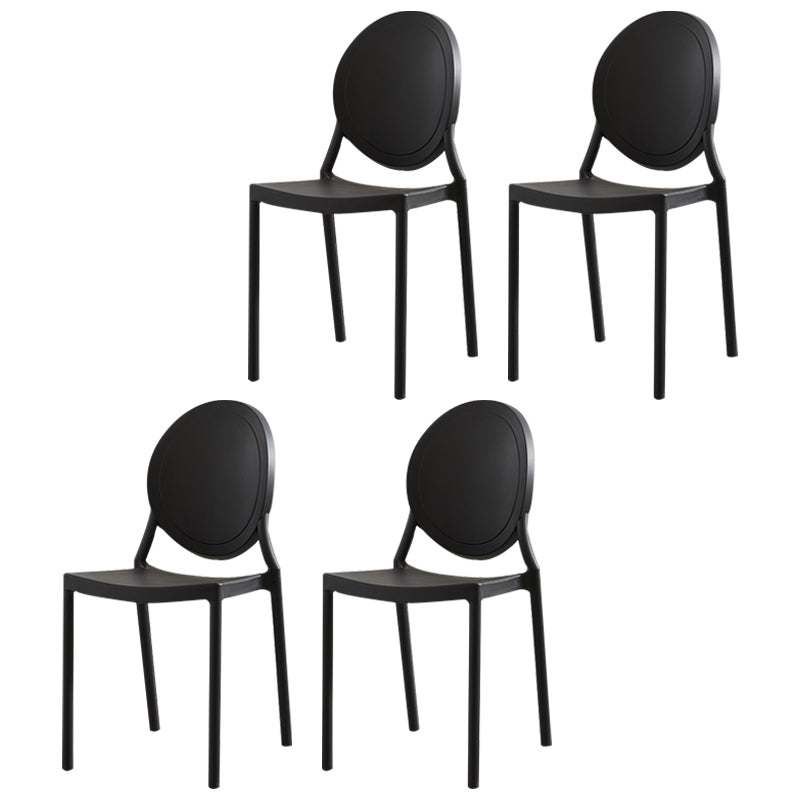 Scandinavian Plastic Armless Dining Chairs Stackable Dining Side Chairs (Set of 4) Black Clearhalo ' kitchen&dining_furn' 'Dining Chairs' 'Dining Tables & Seating' 'dining_chair' 'furn' 'furn_dining_chair' 'Furniture' 'furniture_dining_chair' 'Kitchen & Dining Furniture' 'kitchen' 3998532