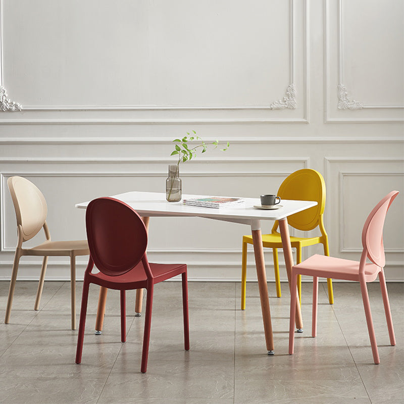 Scandinavian Plastic Armless Dining Chairs Stackable Dining Side Chairs (Set of 4) Clearhalo ' kitchen&dining_furn' 'Dining Chairs' 'Dining Tables & Seating' 'dining_chair' 'furn' 'furn_dining_chair' 'Furniture' 'furniture_dining_chair' 'Kitchen & Dining Furniture' 'kitchen' 3998533