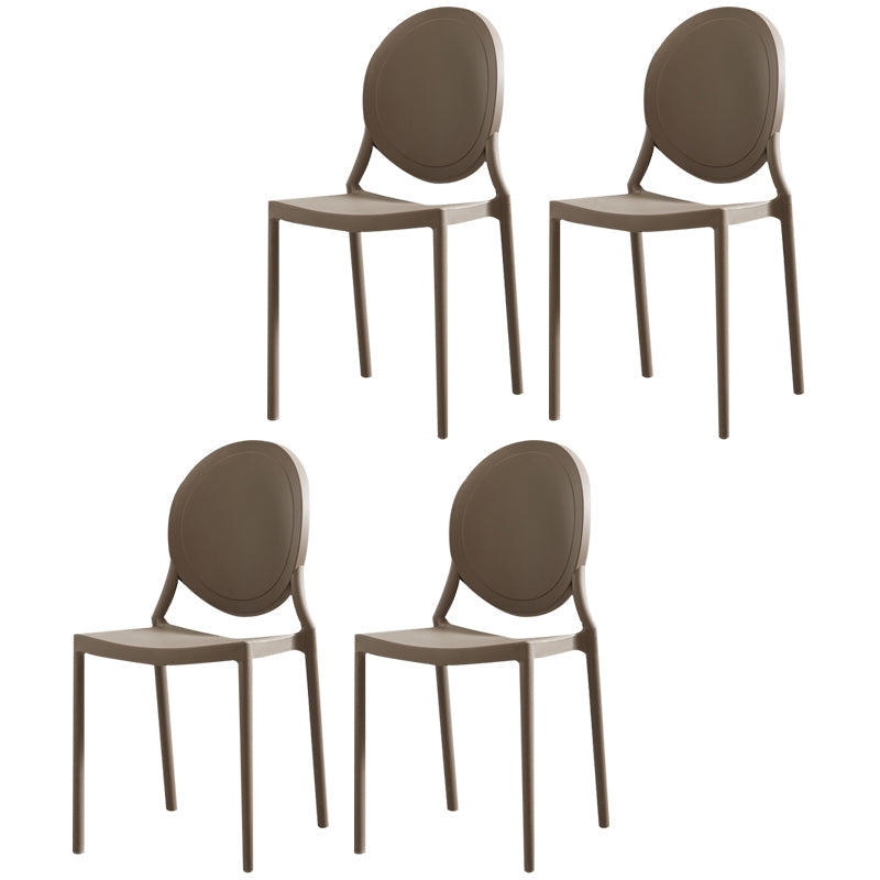 Scandinavian Plastic Armless Dining Chairs Stackable Dining Side Chairs (Set of 4) Grey Clearhalo ' kitchen&dining_furn' 'Dining Chairs' 'Dining Tables & Seating' 'dining_chair' 'furn' 'furn_dining_chair' 'Furniture' 'furniture_dining_chair' 'Kitchen & Dining Furniture' 'kitchen' 3998534