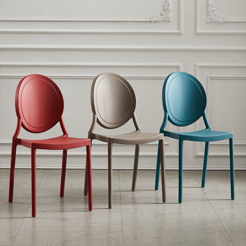 Scandinavian Plastic Armless Dining Chairs Stackable Dining Side Chairs (Set of 4) Clearhalo ' kitchen&dining_furn' 'Dining Chairs' 'Dining Tables & Seating' 'dining_chair' 'furn' 'furn_dining_chair' 'Furniture' 'furniture_dining_chair' 'Kitchen & Dining Furniture' 'kitchen' 3998535