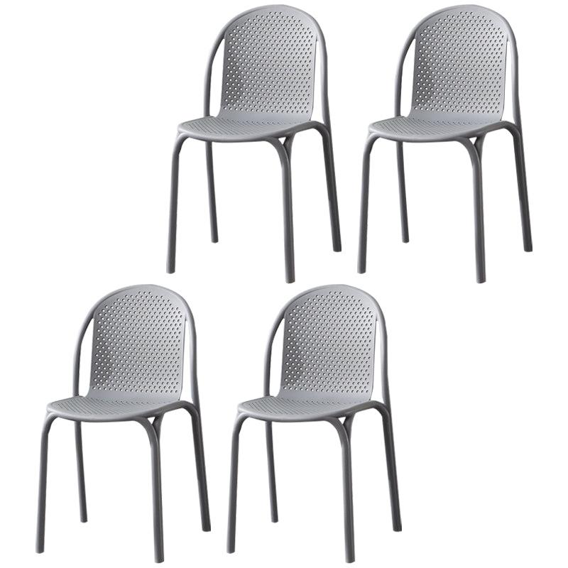 Stackable Plastic Dining Side Chair Scandinavian Armless Dining Chairs (Set of 4) Grey Clearhalo ' kitchen&dining_furn' 'Dining Chairs' 'Dining Tables & Seating' 'dining_chair' 'furn' 'furn_dining_chair' 'Furniture' 'furniture_dining_chair' 'Kitchen & Dining Furniture' 'kitchen' 3998553