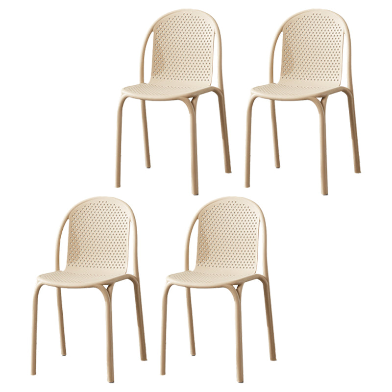 Stackable Plastic Dining Side Chair Scandinavian Armless Dining Chairs (Set of 4) Camel Clearhalo ' kitchen&dining_furn' 'Dining Chairs' 'Dining Tables & Seating' 'dining_chair' 'furn' 'furn_dining_chair' 'Furniture' 'furniture_dining_chair' 'Kitchen & Dining Furniture' 'kitchen' 3998555