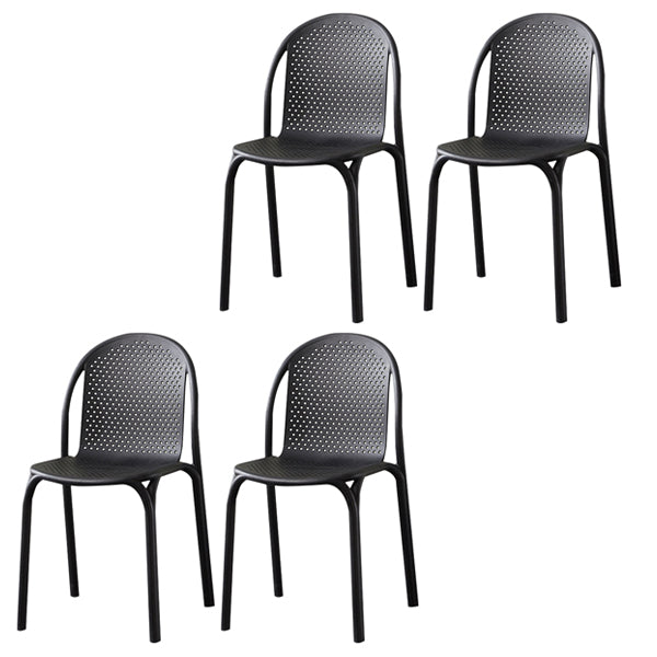 Stackable Plastic Dining Side Chair Scandinavian Armless Dining Chairs (Set of 4) Black Clearhalo ' kitchen&dining_furn' 'Dining Chairs' 'Dining Tables & Seating' 'dining_chair' 'furn' 'furn_dining_chair' 'Furniture' 'furniture_dining_chair' 'Kitchen & Dining Furniture' 'kitchen' 3998559