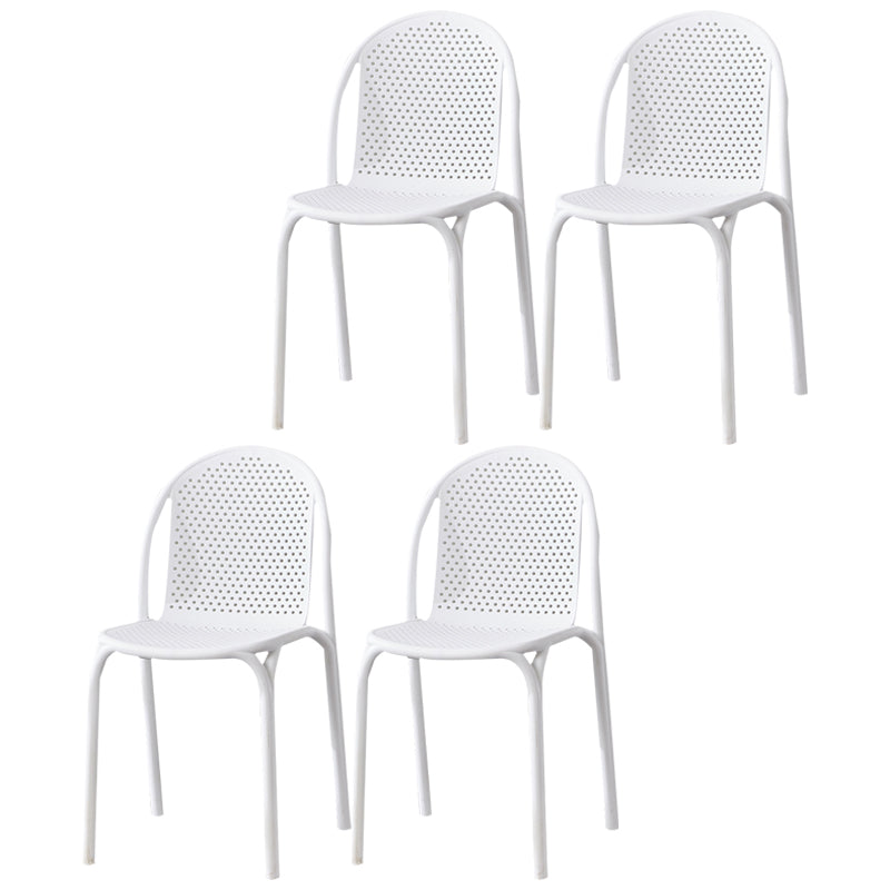 Stackable Plastic Dining Side Chair Scandinavian Armless Dining Chairs (Set of 4) White Clearhalo ' kitchen&dining_furn' 'Dining Chairs' 'Dining Tables & Seating' 'dining_chair' 'furn' 'furn_dining_chair' 'Furniture' 'furniture_dining_chair' 'Kitchen & Dining Furniture' 'kitchen' 3998561