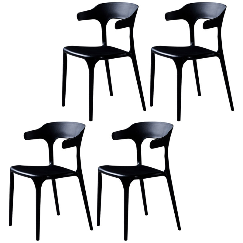 Scandinavian Plastic Dining Arm Chairs Home Open Back Armchairs (Set of 4) Black Clearhalo ' kitchen&dining_furn' 'Dining Chairs' 'Dining Tables & Seating' 'dining_chair' 'furn' 'furn_dining_chair' 'Furniture' 'furniture_dining_chair' 'Kitchen & Dining Furniture' 'kitchen' 3998565