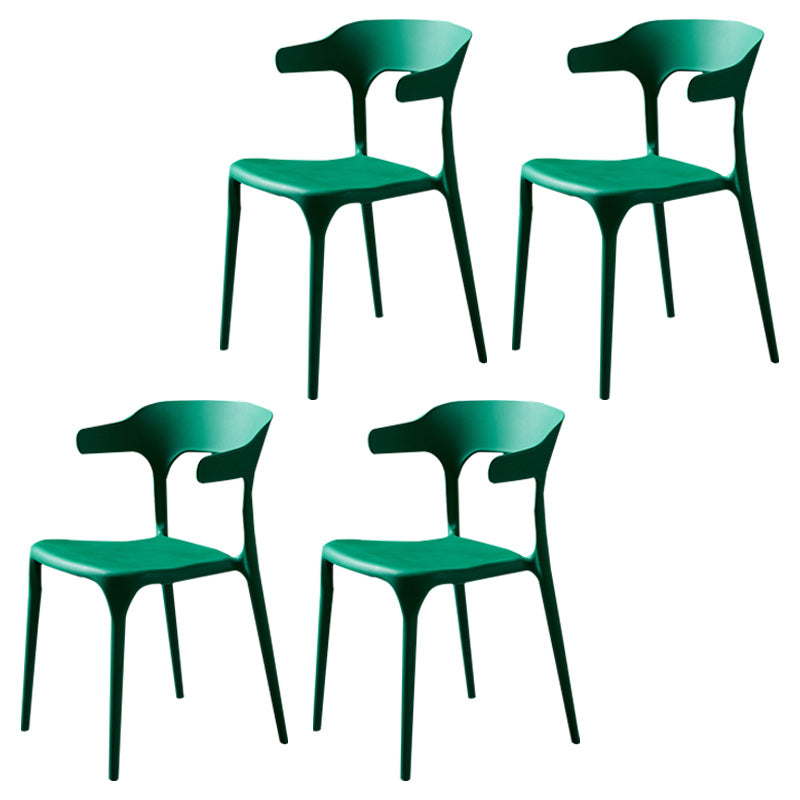 Scandinavian Plastic Dining Arm Chairs Home Open Back Armchairs (Set of 4) Green Clearhalo ' kitchen&dining_furn' 'Dining Chairs' 'Dining Tables & Seating' 'dining_chair' 'furn' 'furn_dining_chair' 'Furniture' 'furniture_dining_chair' 'Kitchen & Dining Furniture' 'kitchen' 3998566