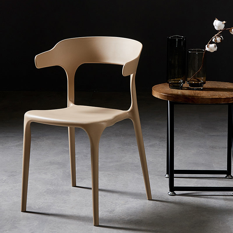 Scandinavian Plastic Dining Arm Chairs Home Open Back Armchairs (Set of 4) Clearhalo ' kitchen&dining_furn' 'Dining Chairs' 'Dining Tables & Seating' 'dining_chair' 'furn' 'furn_dining_chair' 'Furniture' 'furniture_dining_chair' 'Kitchen & Dining Furniture' 'kitchen' 3998569