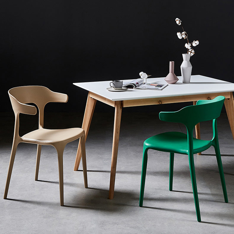 Scandinavian Plastic Dining Arm Chairs Home Open Back Armchairs (Set of 4) Clearhalo ' kitchen&dining_furn' 'Dining Chairs' 'Dining Tables & Seating' 'dining_chair' 'furn' 'furn_dining_chair' 'Furniture' 'furniture_dining_chair' 'Kitchen & Dining Furniture' 'kitchen' 3998578