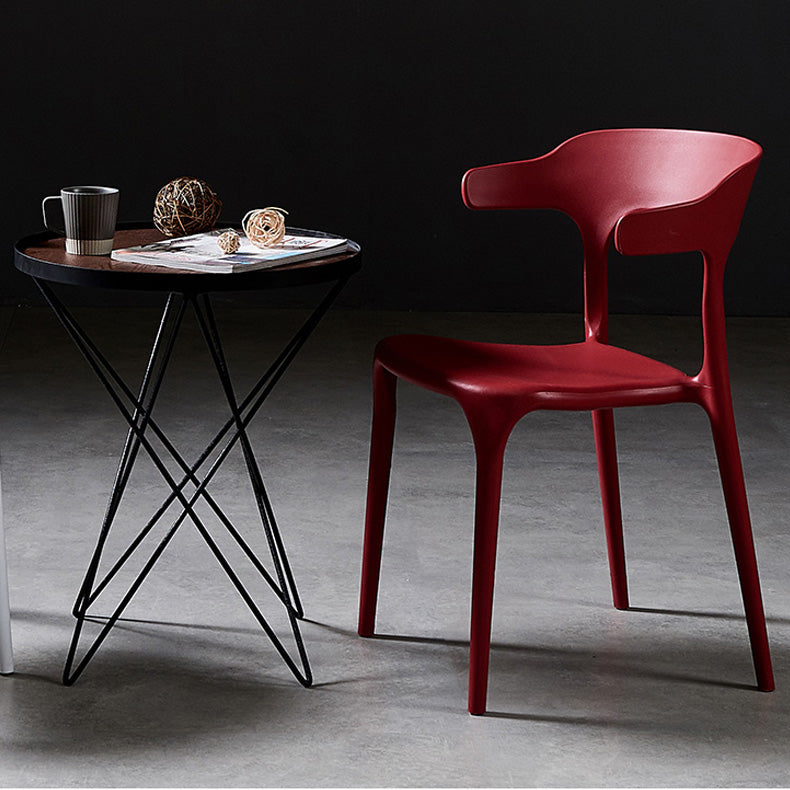 Scandinavian Plastic Dining Arm Chairs Home Open Back Armchairs (Set of 4) Clearhalo ' kitchen&dining_furn' 'Dining Chairs' 'Dining Tables & Seating' 'dining_chair' 'furn' 'furn_dining_chair' 'Furniture' 'furniture_dining_chair' 'Kitchen & Dining Furniture' 'kitchen' 3998579