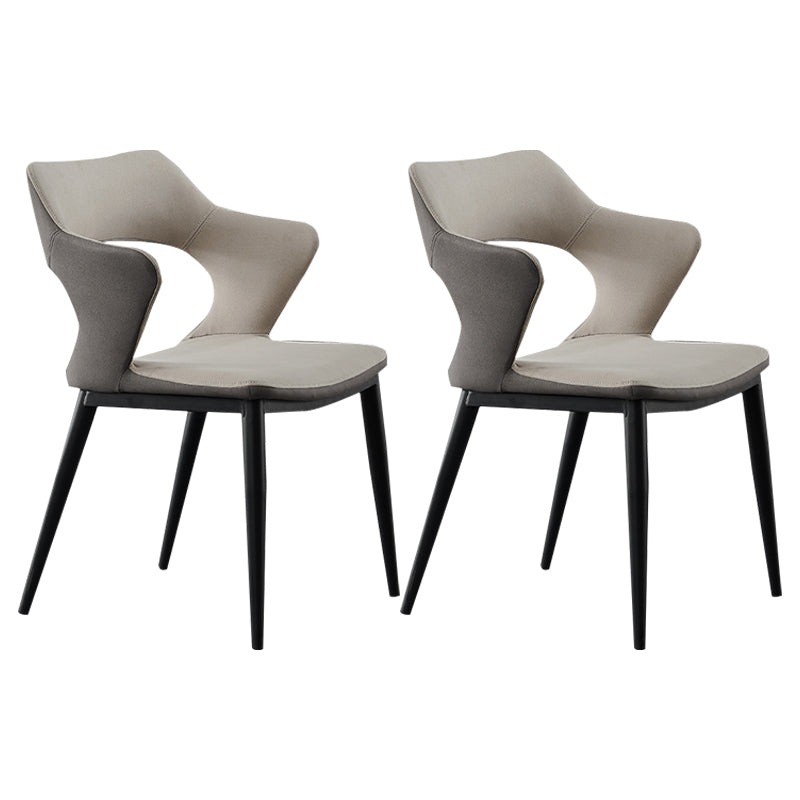 Minimalist Style Open Back Dining Side Chairs Upholstered Arm Dining Chairs (Set of 2) Light Gray Clearhalo ' kitchen&dining_furn' 'Dining Chairs' 'Dining Tables & Seating' 'dining_chair' 'furn' 'furn_dining_chair' 'Furniture' 'furniture_dining_chair' 'Kitchen & Dining Furniture' 'kitchen' 3998582