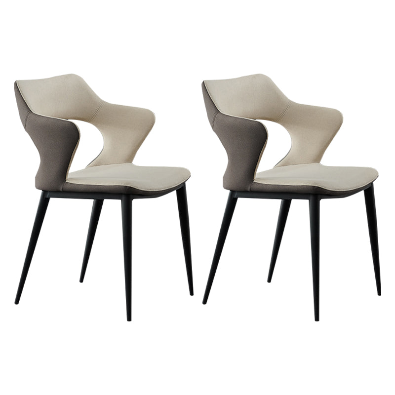 Minimalist Style Open Back Dining Side Chairs Upholstered Arm Dining Chairs (Set of 2) White Clearhalo ' kitchen&dining_furn' 'Dining Chairs' 'Dining Tables & Seating' 'dining_chair' 'furn' 'furn_dining_chair' 'Furniture' 'furniture_dining_chair' 'Kitchen & Dining Furniture' 'kitchen' 3998584