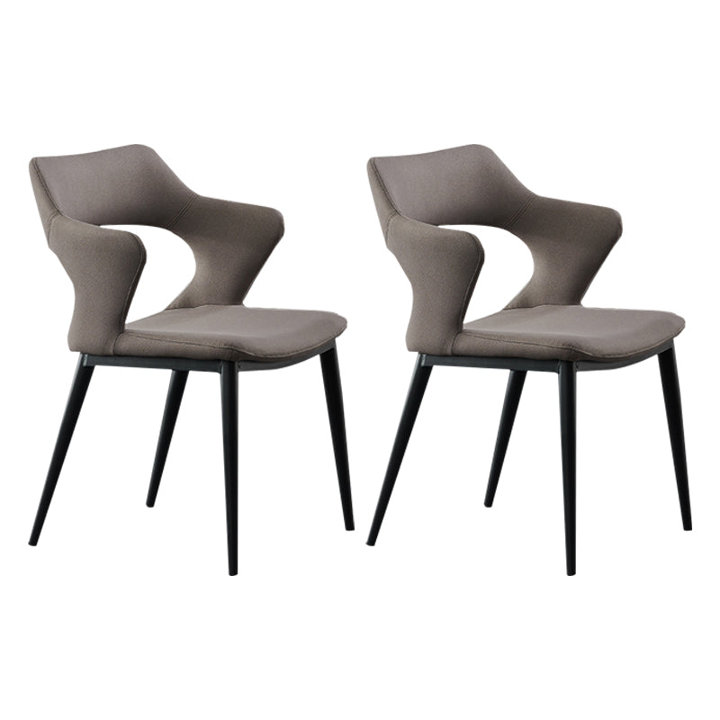 Minimalist Style Open Back Dining Side Chairs Upholstered Arm Dining Chairs (Set of 2) Dark Gray Clearhalo ' kitchen&dining_furn' 'Dining Chairs' 'Dining Tables & Seating' 'dining_chair' 'furn' 'furn_dining_chair' 'Furniture' 'furniture_dining_chair' 'Kitchen & Dining Furniture' 'kitchen' 3998586