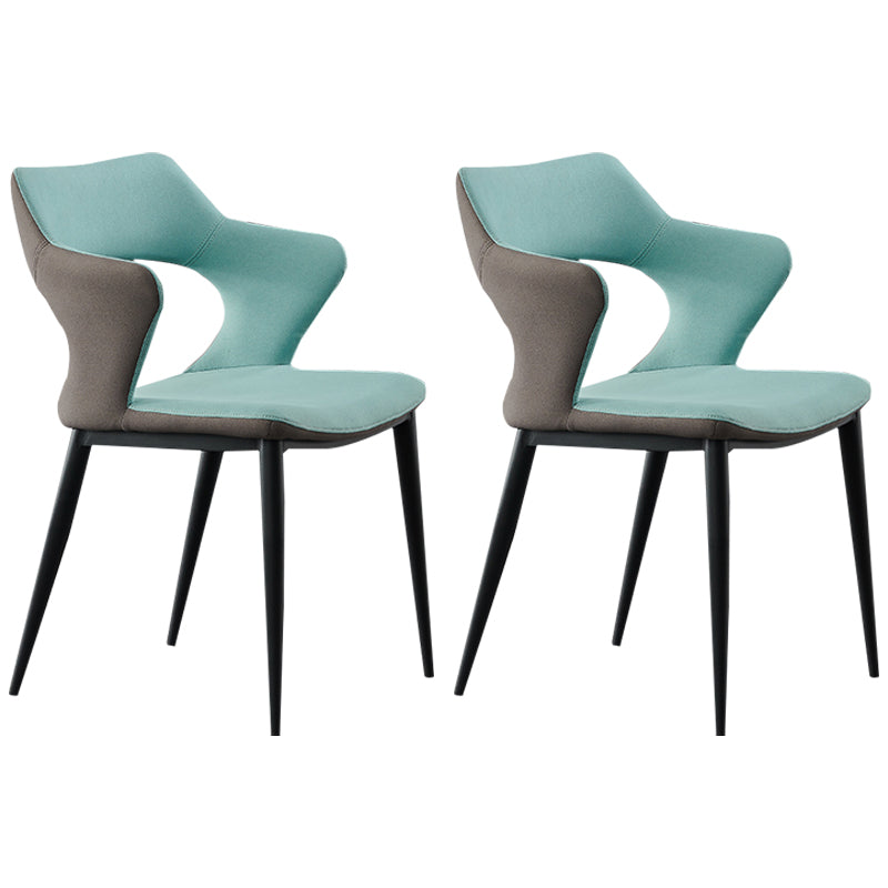 Minimalist Style Open Back Dining Side Chairs Upholstered Arm Dining Chairs (Set of 2) Turquoise Clearhalo ' kitchen&dining_furn' 'Dining Chairs' 'Dining Tables & Seating' 'dining_chair' 'furn' 'furn_dining_chair' 'Furniture' 'furniture_dining_chair' 'Kitchen & Dining Furniture' 'kitchen' 3998588
