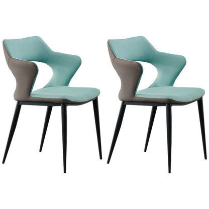 Minimalist Style Open Back Dining Side Chairs Upholstered Arm Dining Chairs (Set of 2) Turquoise Clearhalo ' kitchen&dining_furn' 'Dining Chairs' 'Dining Tables & Seating' 'dining_chair' 'furn' 'furn_dining_chair' 'Furniture' 'furniture_dining_chair' 'Kitchen & Dining Furniture' 'kitchen' 3998588