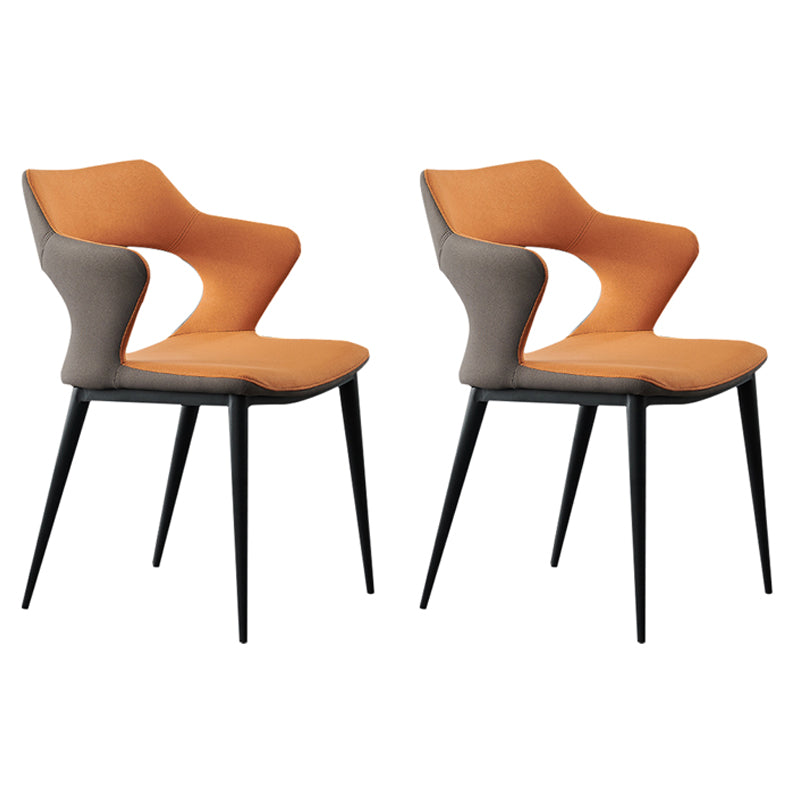 Minimalist Style Open Back Dining Side Chairs Upholstered Arm Dining Chairs (Set of 2) Orange Clearhalo ' kitchen&dining_furn' 'Dining Chairs' 'Dining Tables & Seating' 'dining_chair' 'furn' 'furn_dining_chair' 'Furniture' 'furniture_dining_chair' 'Kitchen & Dining Furniture' 'kitchen' 3998589