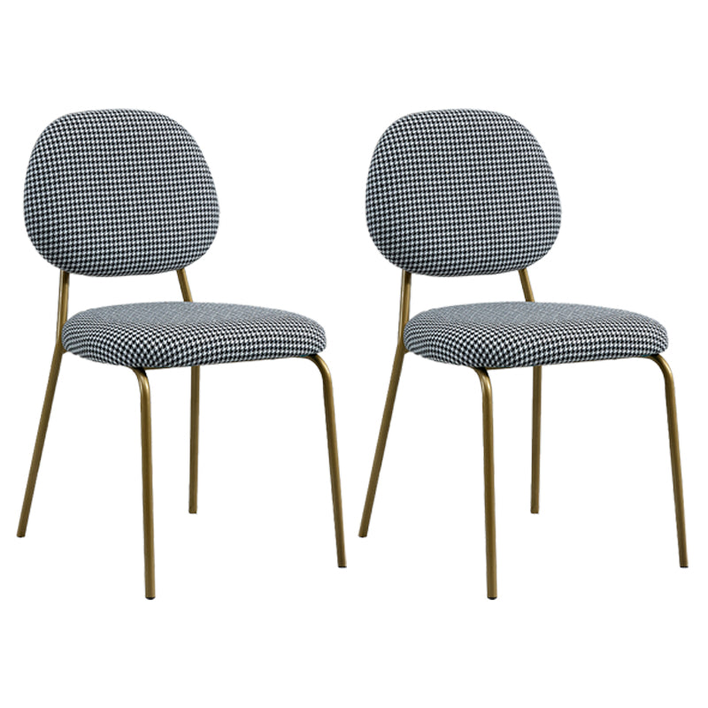 Glam Metal Dining Room Armless Chairs Open Back Dining Side Chair for Restaurant Black-White-Yellow 2 Piece Set Clearhalo ' kitchen&dining_furn' 'Dining Chairs' 'Dining Tables & Seating' 'dining_chair' 'furn' 'furn_dining_chair' 'Furniture' 'furniture_dining_chair' 'Kitchen & Dining Furniture' 'kitchen' 3998616