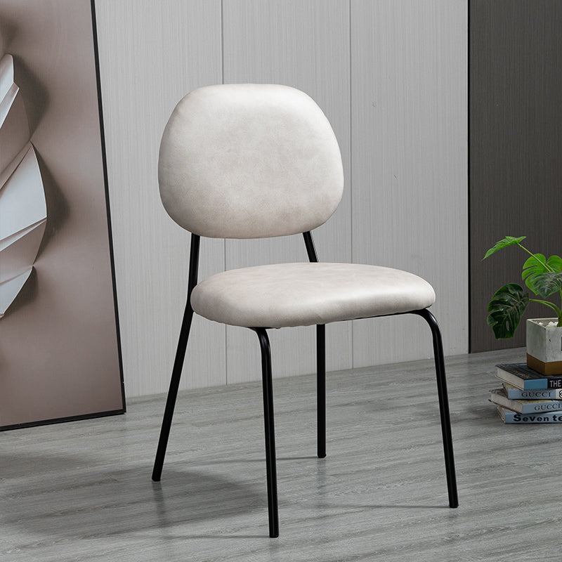 Glam Metal Dining Room Armless Chairs Open Back Dining Side Chair for Restaurant White 1 Piece Clearhalo ' kitchen&dining_furn' 'Dining Chairs' 'Dining Tables & Seating' 'dining_chair' 'furn' 'furn_dining_chair' 'Furniture' 'furniture_dining_chair' 'Kitchen & Dining Furniture' 'kitchen' 3998619