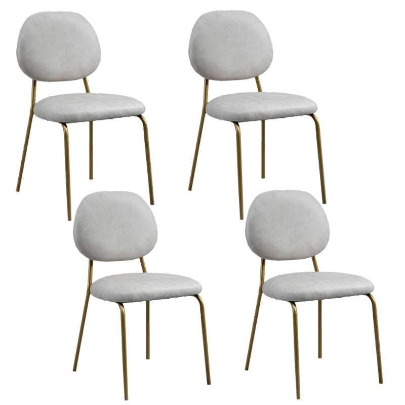 Glam Metal Dining Room Armless Chairs Open Back Dining Side Chair for Restaurant White-Gray 4 Piece Set Clearhalo ' kitchen&dining_furn' 'Dining Chairs' 'Dining Tables & Seating' 'dining_chair' 'furn' 'furn_dining_chair' 'Furniture' 'furniture_dining_chair' 'Kitchen & Dining Furniture' 'kitchen' 3998623