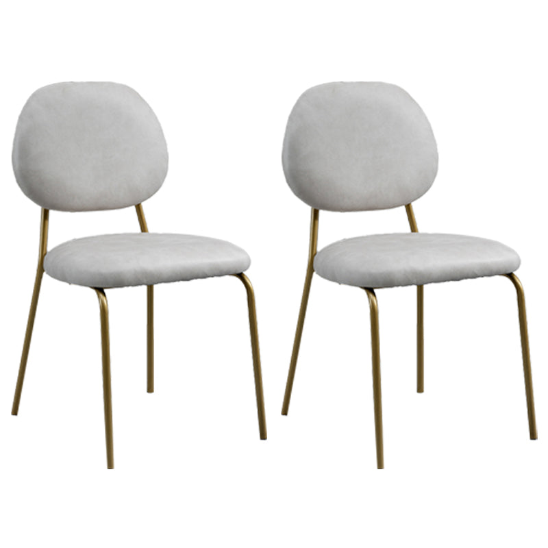 Glam Metal Dining Room Armless Chairs Open Back Dining Side Chair for Restaurant White-Gray 2 Piece Set Clearhalo ' kitchen&dining_furn' 'Dining Chairs' 'Dining Tables & Seating' 'dining_chair' 'furn' 'furn_dining_chair' 'Furniture' 'furniture_dining_chair' 'Kitchen & Dining Furniture' 'kitchen' 3998628