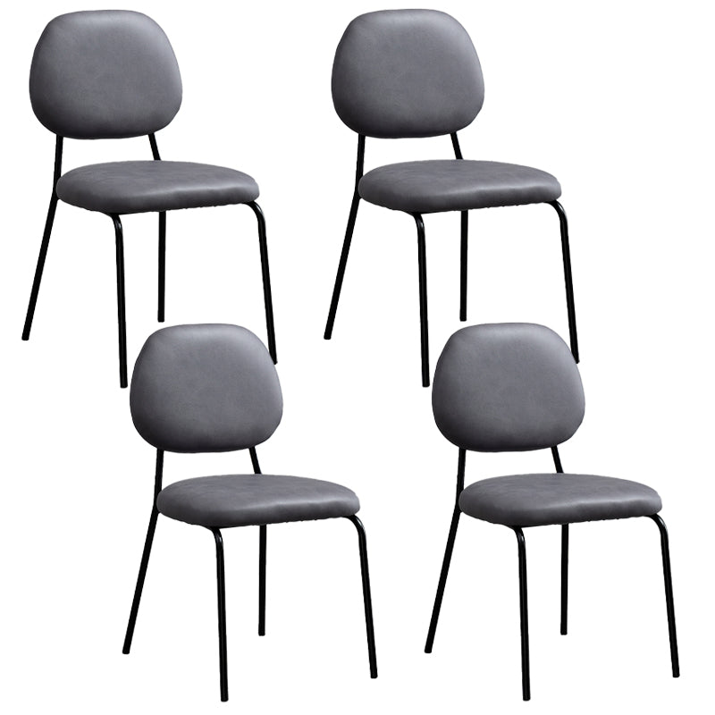 Glam Metal Dining Room Armless Chairs Open Back Dining Side Chair for Restaurant Dark Gray 4 Piece Set Clearhalo ' kitchen&dining_furn' 'Dining Chairs' 'Dining Tables & Seating' 'dining_chair' 'furn' 'furn_dining_chair' 'Furniture' 'furniture_dining_chair' 'Kitchen & Dining Furniture' 'kitchen' 3998629