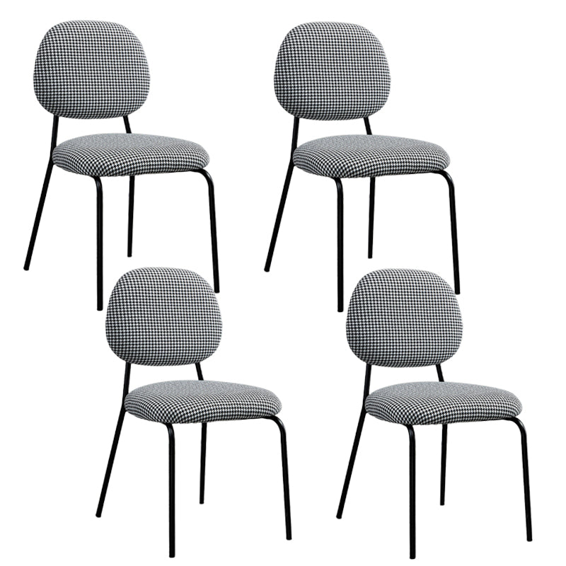 Glam Metal Dining Room Armless Chairs Open Back Dining Side Chair for Restaurant Black-White 4 Piece Set Clearhalo ' kitchen&dining_furn' 'Dining Chairs' 'Dining Tables & Seating' 'dining_chair' 'furn' 'furn_dining_chair' 'Furniture' 'furniture_dining_chair' 'Kitchen & Dining Furniture' 'kitchen' 3998637
