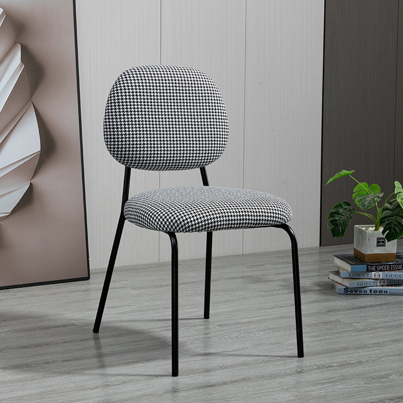 Glam Metal Dining Room Armless Chairs Open Back Dining Side Chair for Restaurant Black-White 1 Piece Clearhalo ' kitchen&dining_furn' 'Dining Chairs' 'Dining Tables & Seating' 'dining_chair' 'furn' 'furn_dining_chair' 'Furniture' 'furniture_dining_chair' 'Kitchen & Dining Furniture' 'kitchen' 3998638