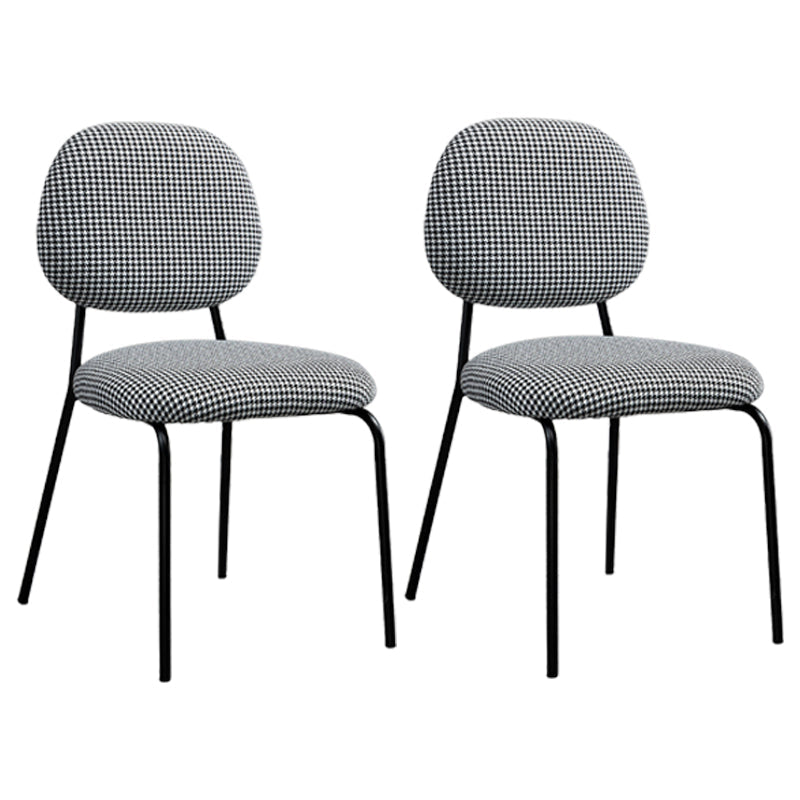 Glam Metal Dining Room Armless Chairs Open Back Dining Side Chair for Restaurant Black-White 2 Piece Set Clearhalo ' kitchen&dining_furn' 'Dining Chairs' 'Dining Tables & Seating' 'dining_chair' 'furn' 'furn_dining_chair' 'Furniture' 'furniture_dining_chair' 'Kitchen & Dining Furniture' 'kitchen' 3998639