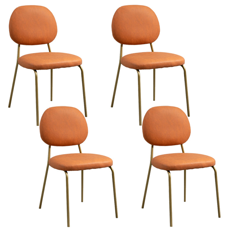 Glam Metal Dining Room Armless Chairs Open Back Dining Side Chair for Restaurant Orange 4 Piece Set Clearhalo ' kitchen&dining_furn' 'Dining Chairs' 'Dining Tables & Seating' 'dining_chair' 'furn' 'furn_dining_chair' 'Furniture' 'furniture_dining_chair' 'Kitchen & Dining Furniture' 'kitchen' 3998643