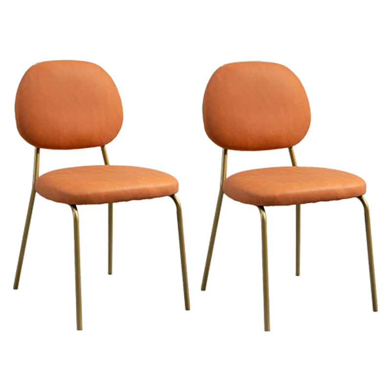 Glam Metal Dining Room Armless Chairs Open Back Dining Side Chair for Restaurant Orange 2 Piece Set Clearhalo ' kitchen&dining_furn' 'Dining Chairs' 'Dining Tables & Seating' 'dining_chair' 'furn' 'furn_dining_chair' 'Furniture' 'furniture_dining_chair' 'Kitchen & Dining Furniture' 'kitchen' 3998645