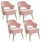 Nordic Metal Dining Room Arm Chairs Open Back Dining Side Chair for Restaurant Light Pink 4 Piece Set Clearhalo ' kitchen&dining_furn' 'Dining Chairs' 'Dining Tables & Seating' 'dining_chair' 'furn' 'furn_dining_chair' 'Furniture' 'furniture_dining_chair' 'Kitchen & Dining Furniture' 'kitchen' 3998653