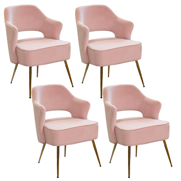 Nordic Metal Dining Room Arm Chairs Open Back Dining Side Chair for Restaurant Light Pink 4 Piece Set Clearhalo ' kitchen&dining_furn' 'Dining Chairs' 'Dining Tables & Seating' 'dining_chair' 'furn' 'furn_dining_chair' 'Furniture' 'furniture_dining_chair' 'Kitchen & Dining Furniture' 'kitchen' 3998653