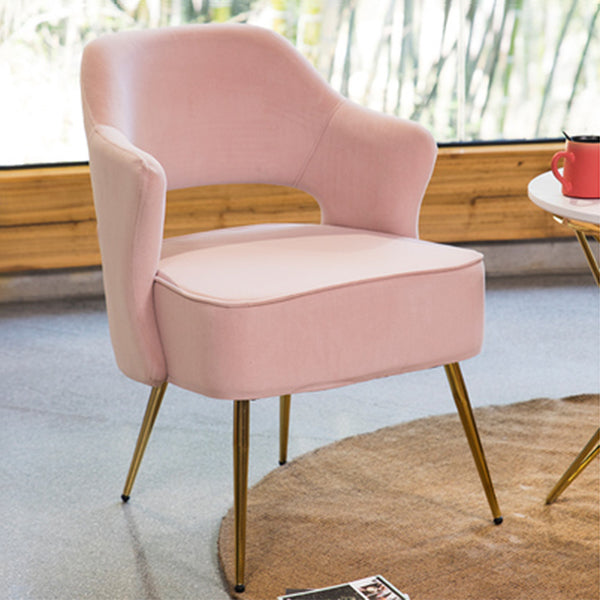 Nordic Metal Dining Room Arm Chairs Open Back Dining Side Chair for Restaurant Light Pink 1 Piece Clearhalo ' kitchen&dining_furn' 'Dining Chairs' 'Dining Tables & Seating' 'dining_chair' 'furn' 'furn_dining_chair' 'Furniture' 'furniture_dining_chair' 'Kitchen & Dining Furniture' 'kitchen' 3998655