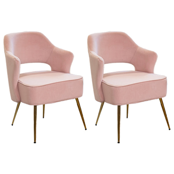 Nordic Metal Dining Room Arm Chairs Open Back Dining Side Chair for Restaurant Light Pink 2 Piece Set Clearhalo ' kitchen&dining_furn' 'Dining Chairs' 'Dining Tables & Seating' 'dining_chair' 'furn' 'furn_dining_chair' 'Furniture' 'furniture_dining_chair' 'Kitchen & Dining Furniture' 'kitchen' 3998657