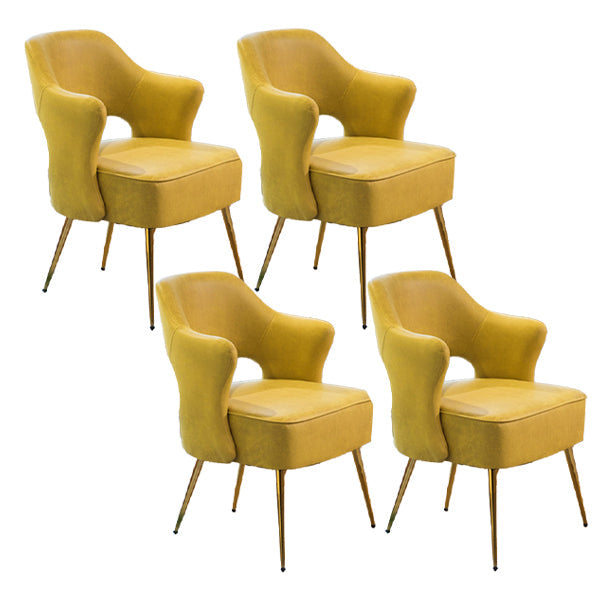 Nordic Metal Dining Room Arm Chairs Open Back Dining Side Chair for Restaurant Yellow 4 Piece Set Clearhalo ' kitchen&dining_furn' 'Dining Chairs' 'Dining Tables & Seating' 'dining_chair' 'furn' 'furn_dining_chair' 'Furniture' 'furniture_dining_chair' 'Kitchen & Dining Furniture' 'kitchen' 3998659