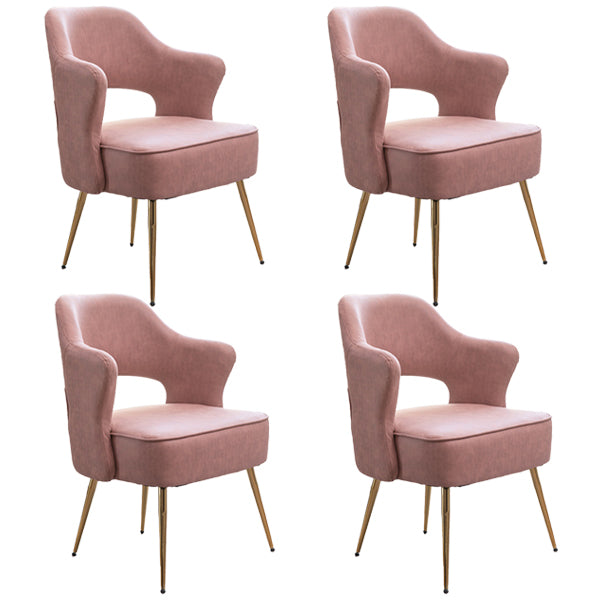 Nordic Metal Dining Room Arm Chairs Open Back Dining Side Chair for Restaurant Pink 4 Piece Set Clearhalo ' kitchen&dining_furn' 'Dining Chairs' 'Dining Tables & Seating' 'dining_chair' 'furn' 'furn_dining_chair' 'Furniture' 'furniture_dining_chair' 'Kitchen & Dining Furniture' 'kitchen' 3998689
