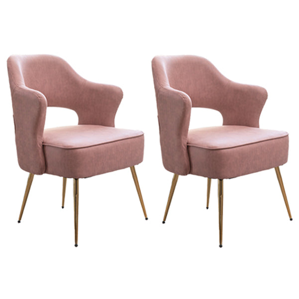 Nordic Metal Dining Room Arm Chairs Open Back Dining Side Chair for Restaurant Pink 2 Piece Set Clearhalo ' kitchen&dining_furn' 'Dining Chairs' 'Dining Tables & Seating' 'dining_chair' 'furn' 'furn_dining_chair' 'Furniture' 'furniture_dining_chair' 'Kitchen & Dining Furniture' 'kitchen' 3998691