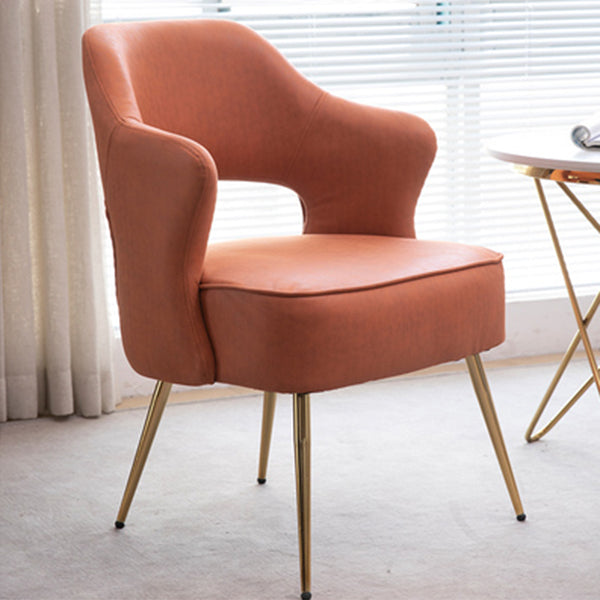 Nordic Metal Dining Room Arm Chairs Open Back Dining Side Chair for Restaurant Orange 1 Piece Clearhalo ' kitchen&dining_furn' 'Dining Chairs' 'Dining Tables & Seating' 'dining_chair' 'furn' 'furn_dining_chair' 'Furniture' 'furniture_dining_chair' 'Kitchen & Dining Furniture' 'kitchen' 3998693