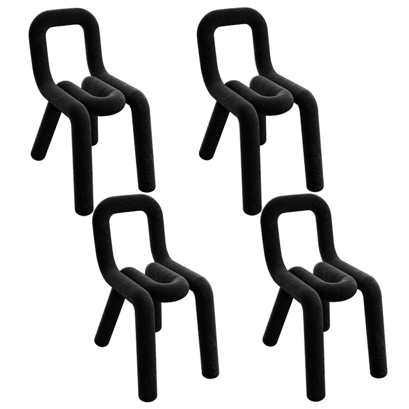 Modern Style Velvet Chair Dining Room Kitchen Open Back Side Chairs Set Black 4 Piece Set Clearhalo ' kitchen&dining_furn' 'Dining Chairs' 'Dining Tables & Seating' 'dining_chair' 'furn' 'furn_dining_chair' 'Furniture' 'furniture_dining_chair' 'Kitchen & Dining Furniture' 'kitchen' 3998733