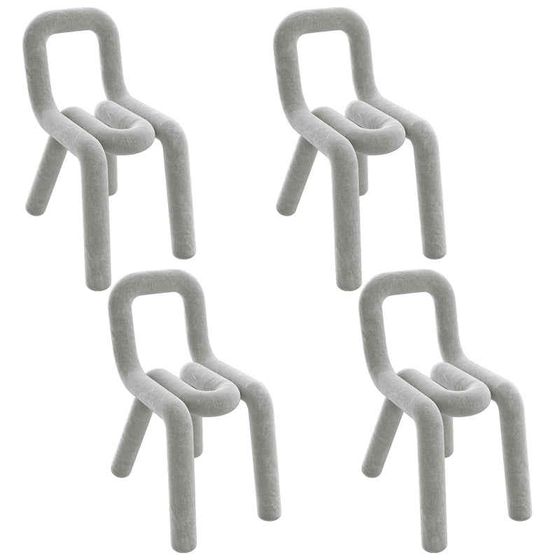 Modern Style Velvet Chair Dining Room Kitchen Open Back Side Chairs Set Light Gray 4 Piece Set Clearhalo ' kitchen&dining_furn' 'Dining Chairs' 'Dining Tables & Seating' 'dining_chair' 'furn' 'furn_dining_chair' 'Furniture' 'furniture_dining_chair' 'Kitchen & Dining Furniture' 'kitchen' 3998736