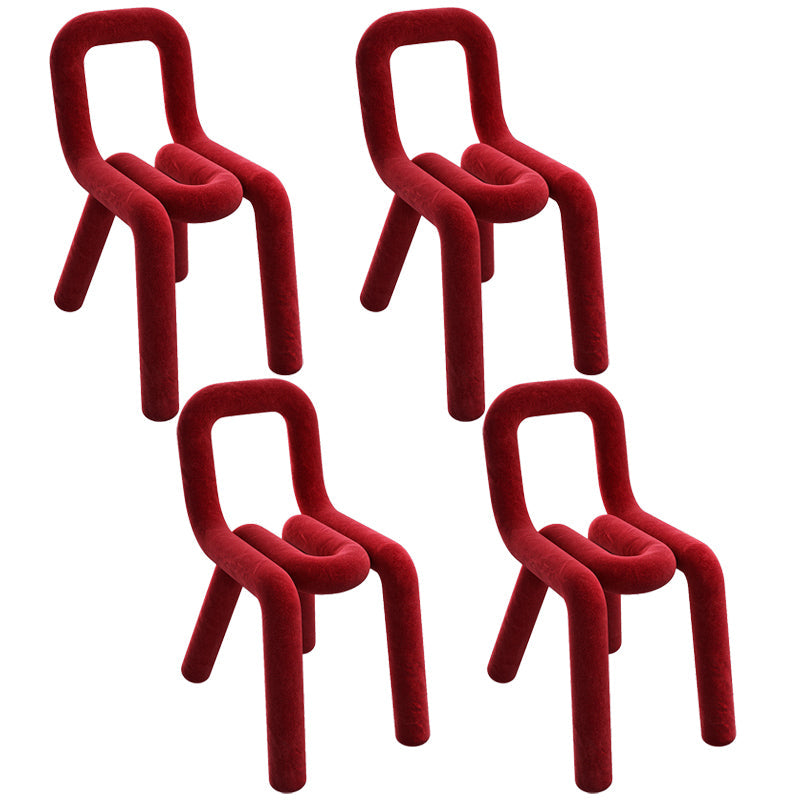 Modern Style Velvet Chair Dining Room Kitchen Open Back Side Chairs Set Red 4 Piece Set Clearhalo ' kitchen&dining_furn' 'Dining Chairs' 'Dining Tables & Seating' 'dining_chair' 'furn' 'furn_dining_chair' 'Furniture' 'furniture_dining_chair' 'Kitchen & Dining Furniture' 'kitchen' 3998739