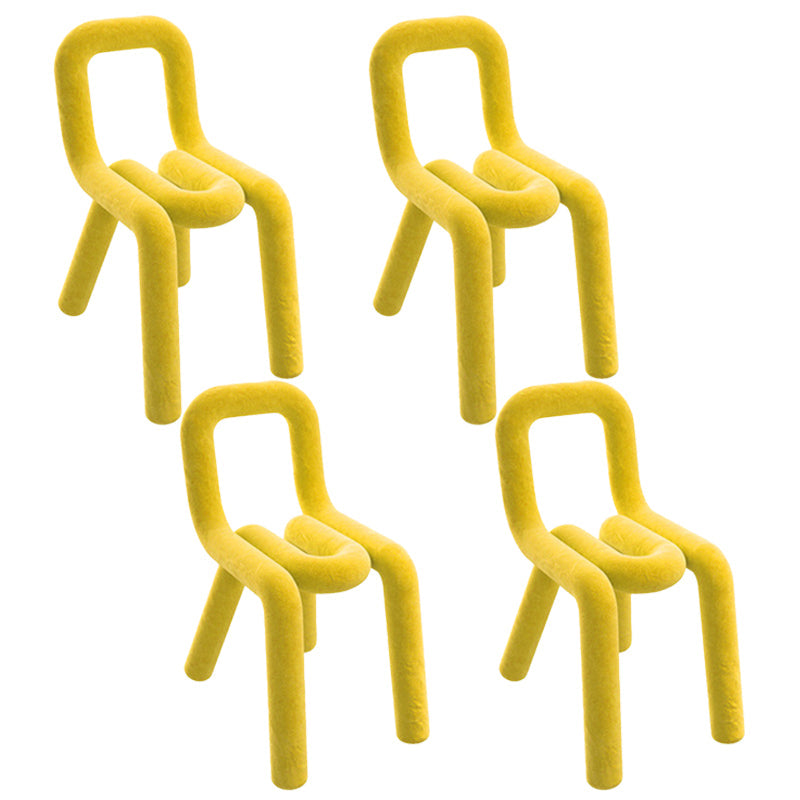 Modern Style Velvet Chair Dining Room Kitchen Open Back Side Chairs Set Yellow 4 Piece Set Clearhalo ' kitchen&dining_furn' 'Dining Chairs' 'Dining Tables & Seating' 'dining_chair' 'furn' 'furn_dining_chair' 'Furniture' 'furniture_dining_chair' 'Kitchen & Dining Furniture' 'kitchen' 3998745