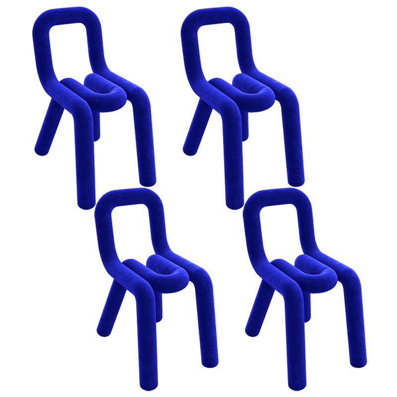 Modern Style Velvet Chair Dining Room Kitchen Open Back Side Chairs Set Royal Blue 4 Piece Set Clearhalo ' kitchen&dining_furn' 'Dining Chairs' 'Dining Tables & Seating' 'dining_chair' 'furn' 'furn_dining_chair' 'Furniture' 'furniture_dining_chair' 'Kitchen & Dining Furniture' 'kitchen' 3998748