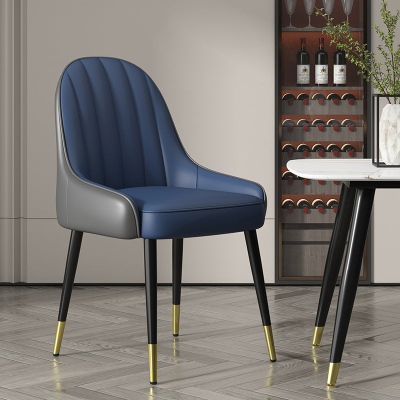 Indoor Scandinavian Arm Chair Parsons Back Metal Upholstered Dining Room Chair Blue-Gray 1 Piece Clearhalo ' kitchen&dining_furn' 'Dining Chairs' 'Dining Tables & Seating' 'dining_chair' 'furn' 'furn_dining_chair' 'Furniture' 'furniture_dining_chair' 'Kitchen & Dining Furniture' 'kitchen' 3998761