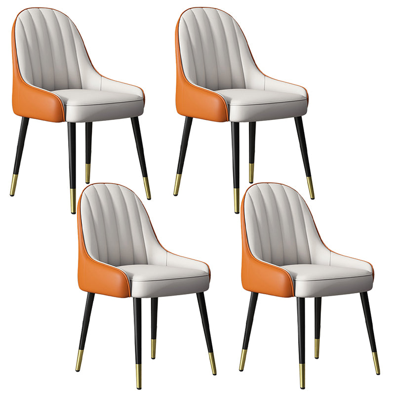 Indoor Scandinavian Arm Chair Parsons Back Metal Upholstered Dining Room Chair White-Orange 4 Piece Set Clearhalo ' kitchen&dining_furn' 'Dining Chairs' 'Dining Tables & Seating' 'dining_chair' 'furn' 'furn_dining_chair' 'Furniture' 'furniture_dining_chair' 'Kitchen & Dining Furniture' 'kitchen' 3998764