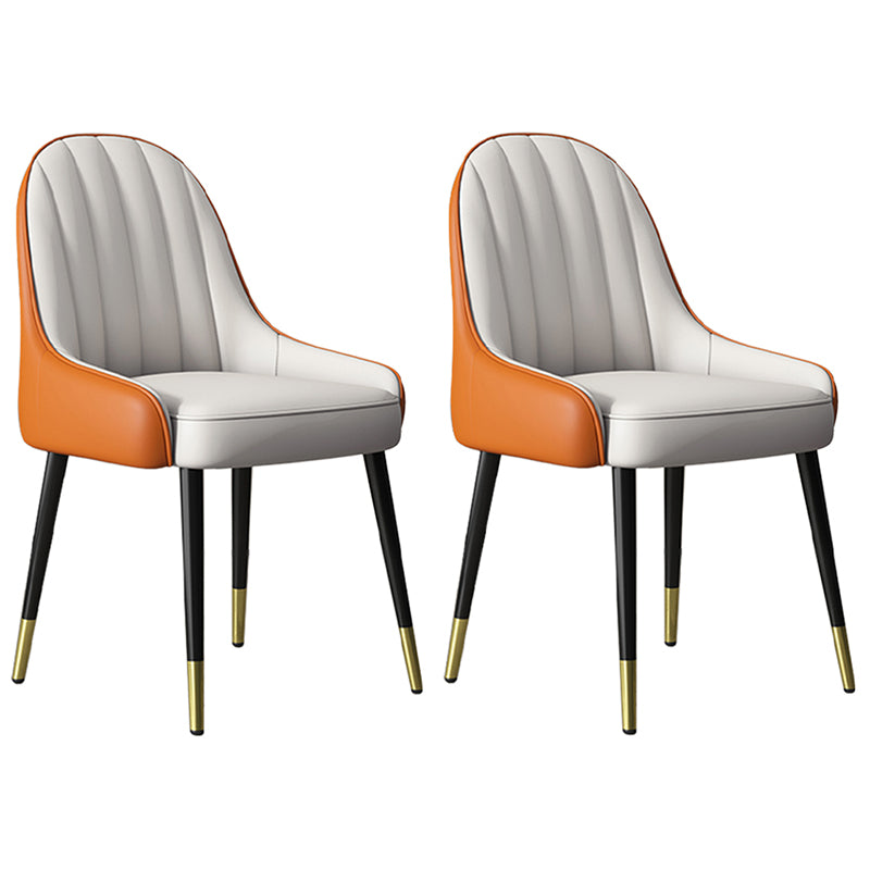Indoor Scandinavian Arm Chair Parsons Back Metal Upholstered Dining Room Chair White-Orange 2 Piece Set Clearhalo ' kitchen&dining_furn' 'Dining Chairs' 'Dining Tables & Seating' 'dining_chair' 'furn' 'furn_dining_chair' 'Furniture' 'furniture_dining_chair' 'Kitchen & Dining Furniture' 'kitchen' 3998769